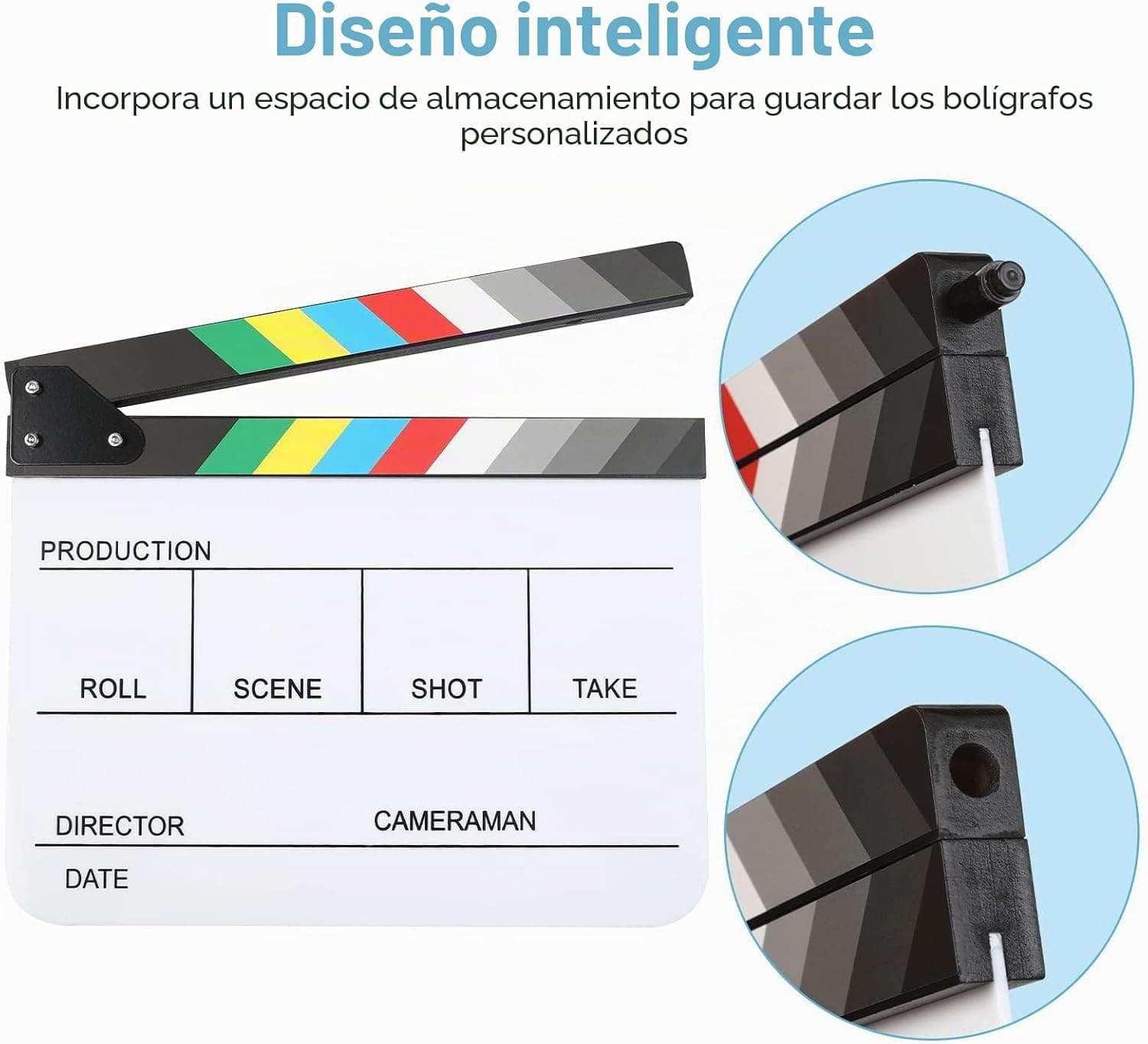 Claqueta de cine acrílica con bolígrafos, foto 3