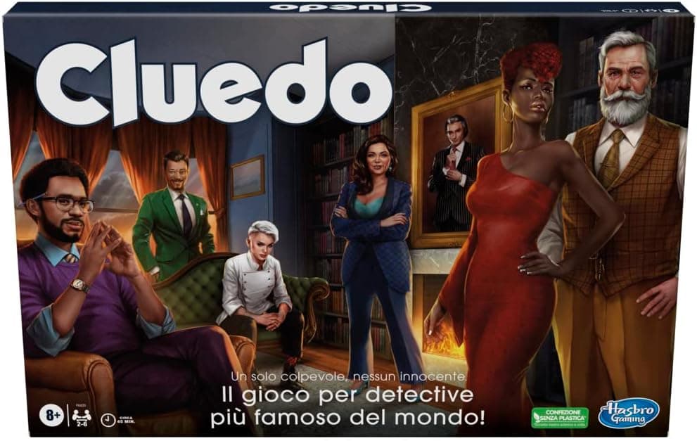 Caja de Cluedo Clásico Refresh con la ilustración de los seis sospechosos