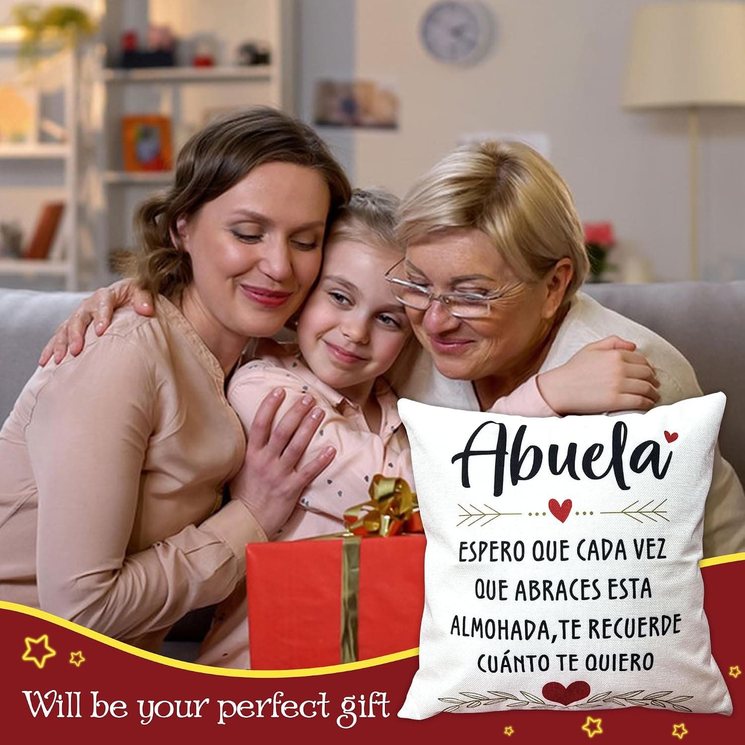Bommex Funda de Cojín con Mensaje para la Abuela, foto 3