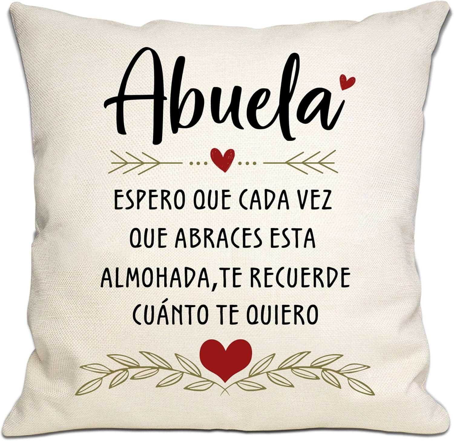 Funda de cojín de lino con un mensaje impreso para la abuela