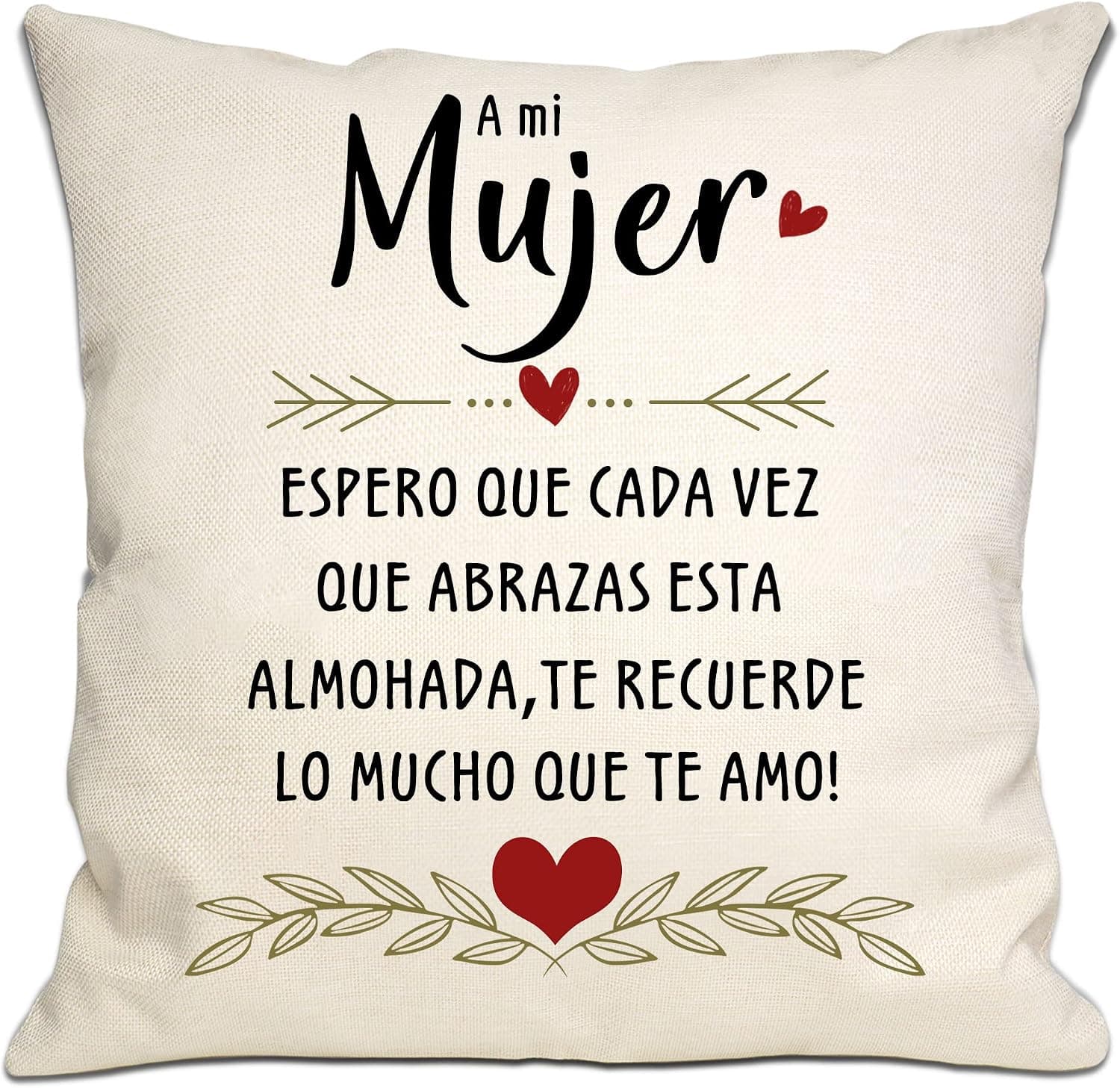Cojín con la funda que muestra un mensaje al abrazarlo