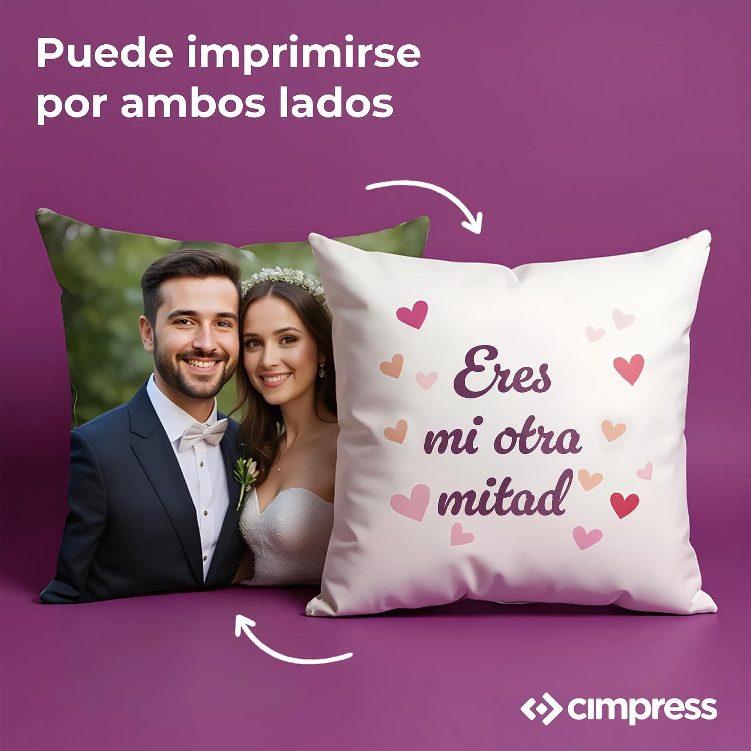 Cojín personalizado con foto a doble cara, 66x66 cm, foto 3