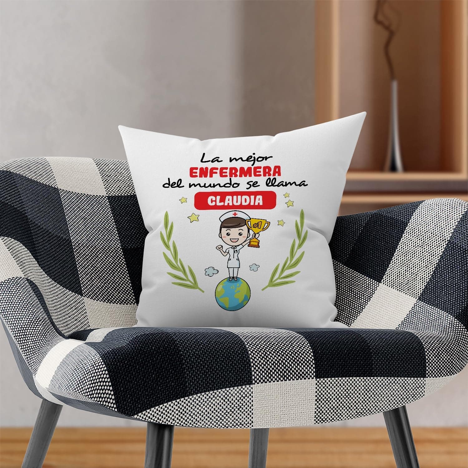 Cojín personalizado para enfermera con frase, foto 2