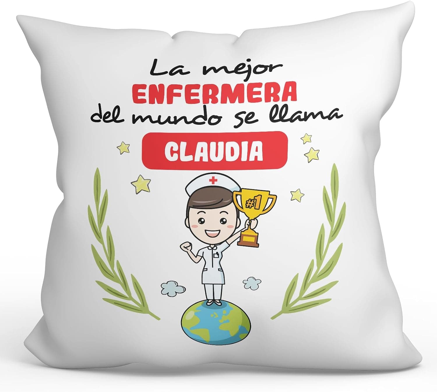 Cojín personalizado de 40x40 cm con frase para enfermera