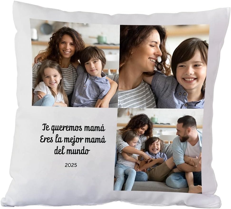 Cojín cuadrado con una foto personalizada impresa, listo con relleno