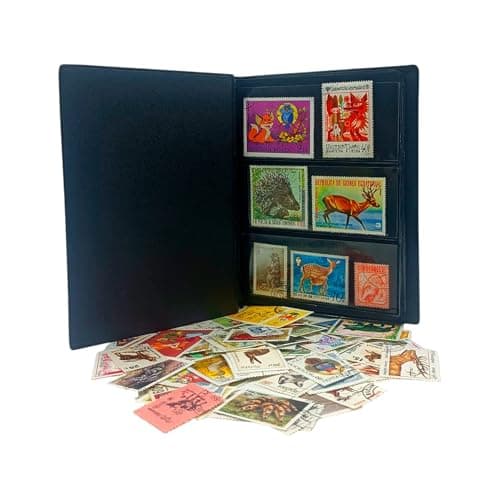 Colección de 100 sellos de animales con álbum