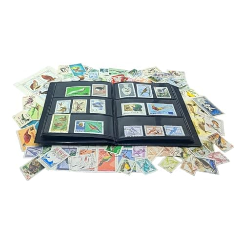 Colección de 100 sellos de aves con álbum