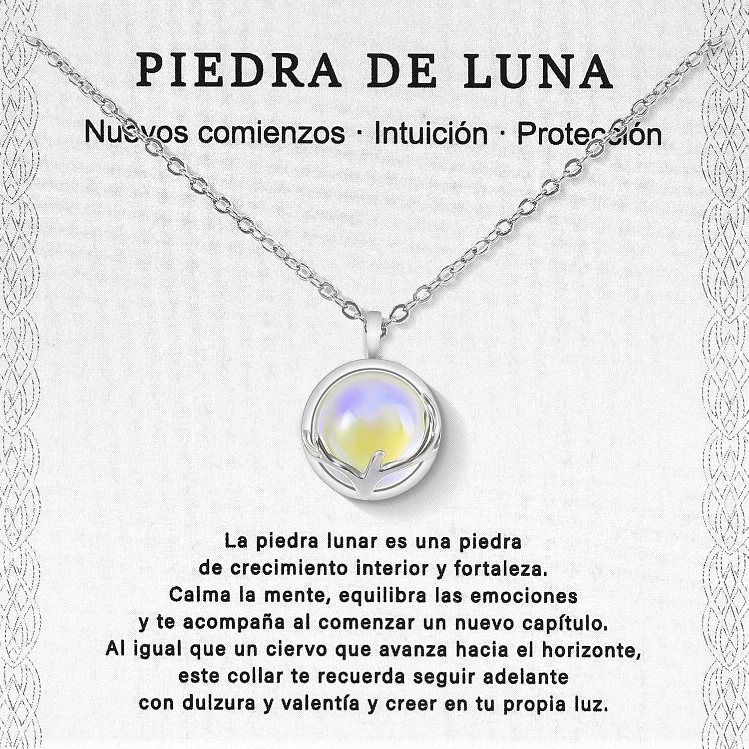 Colgante con piedra luna de brillo azulado