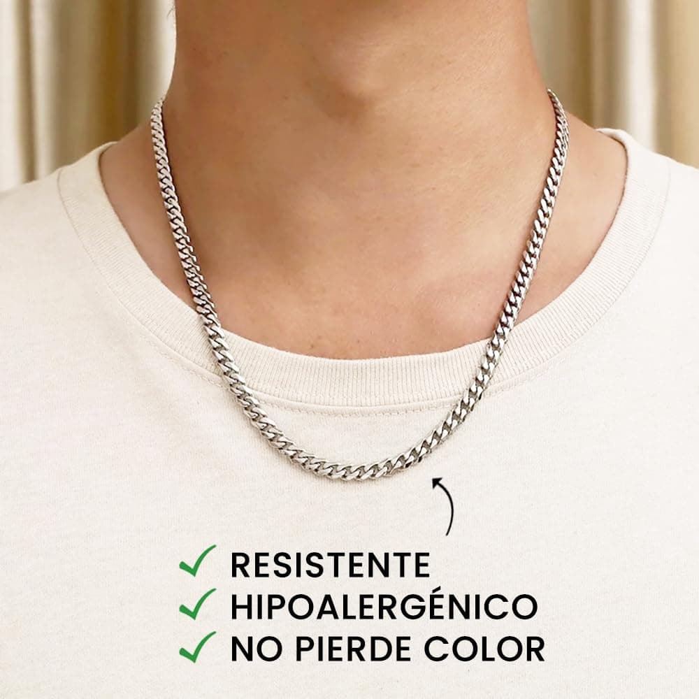 Cadena cubana de acero inoxidable con tarjeta de dedicatoria, de SOFIA FERRER, foto 3