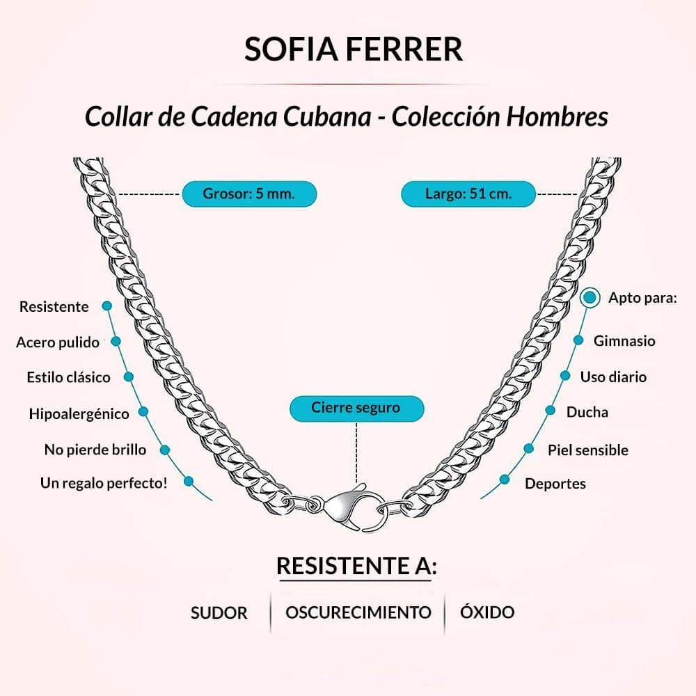 Collar de cadena cubana para hombre, foto 3