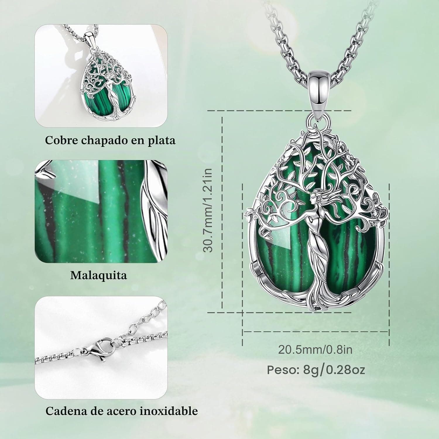 Collar Celestia del árbol de la vida con piedra natural, foto 3