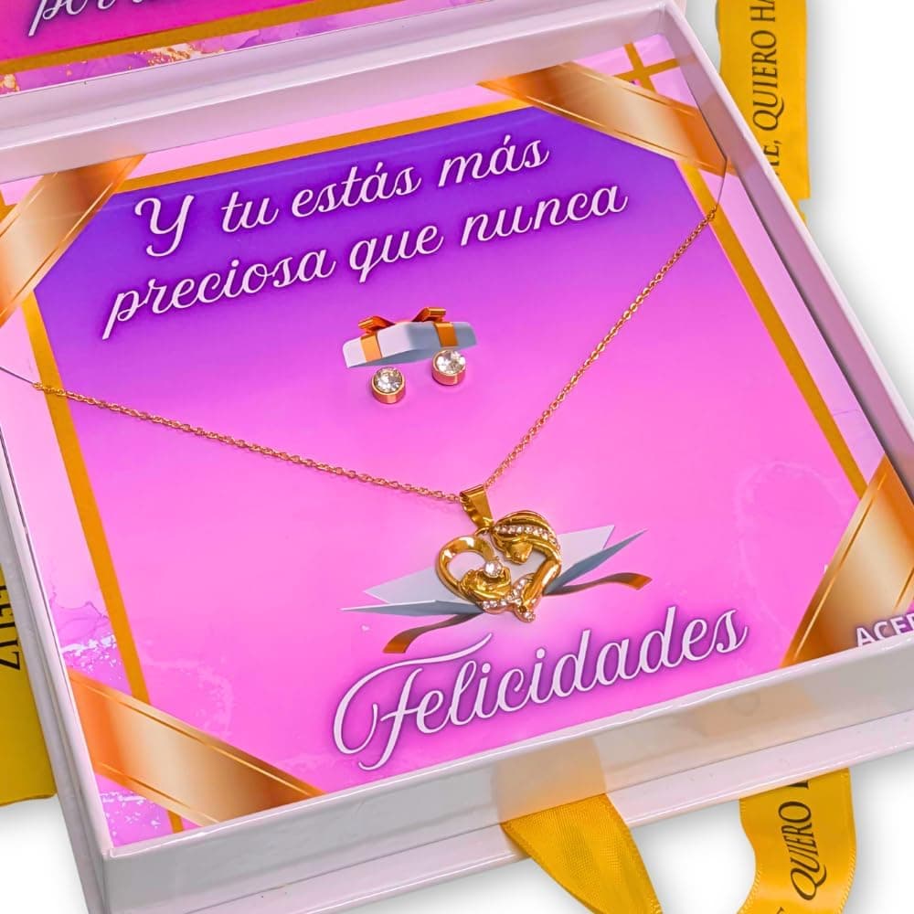 El conjunto presentado dentro de la caja de regalo iluminada