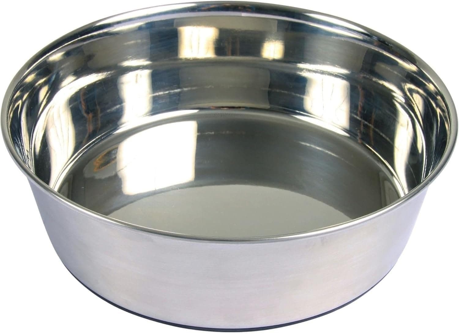 Comedero de acero inoxidable Trixie con base negra de caucho
