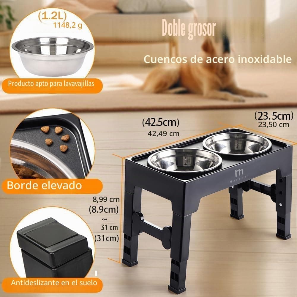 Comedero elevado de 4 alturas ajustables Marchul, foto 2