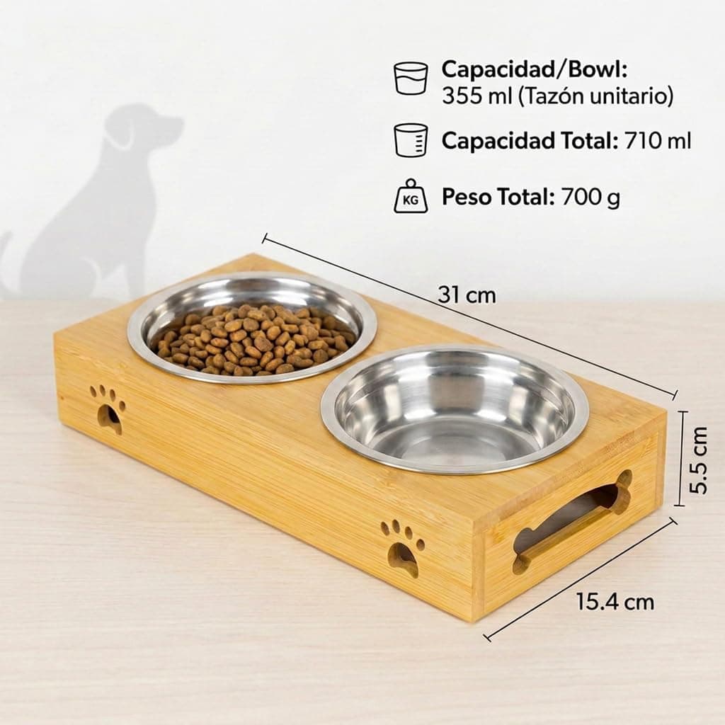 Comedero de cerámica con base de bambú, Edipets, foto 2