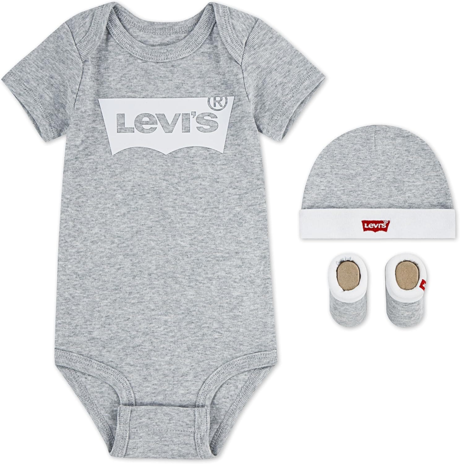 Conjunto de tres piezas de ropa para bebé de Levi's, con el logo clásico batwing bordado