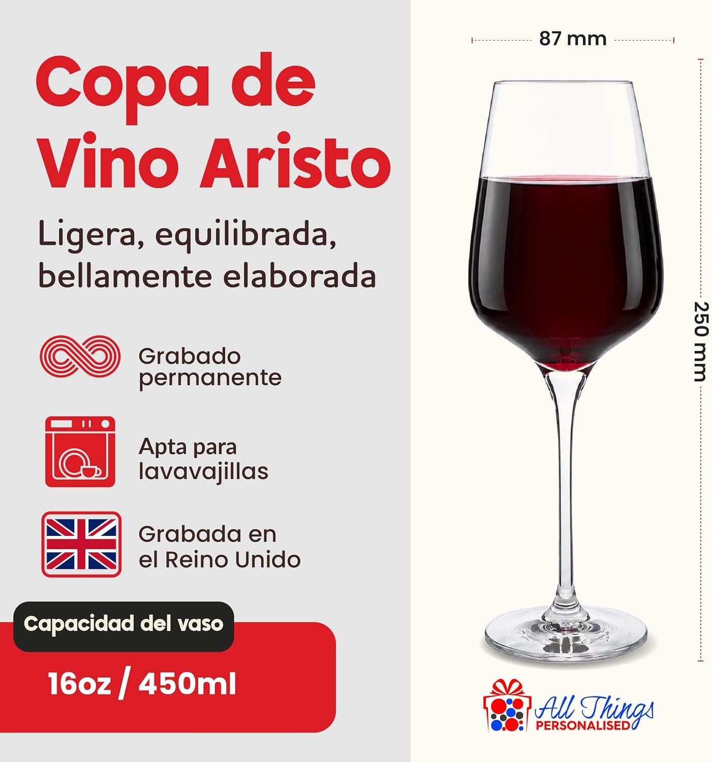 Copa de vino personalizada Aristo, foto 2