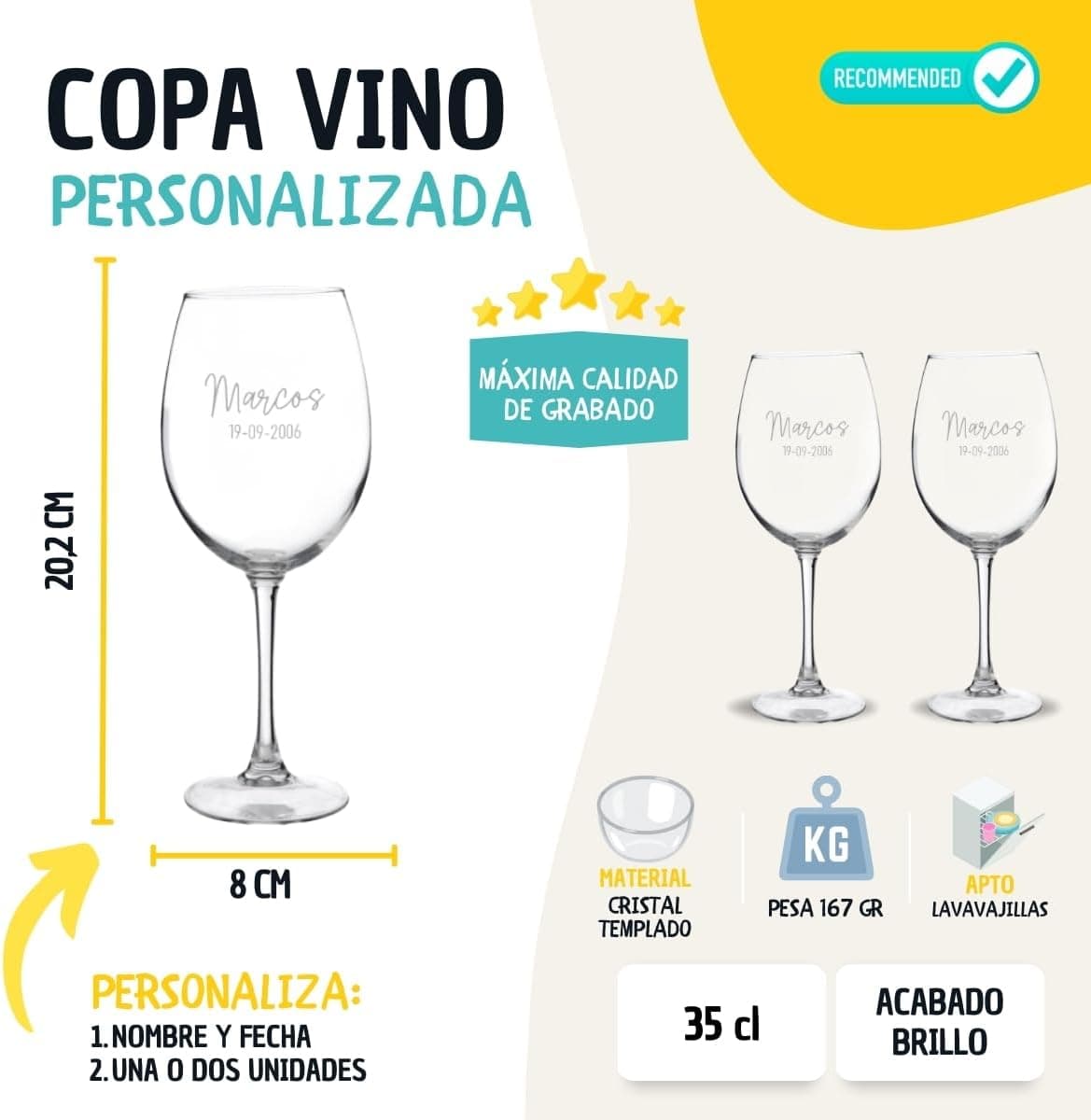 Detalle del grabado en el cristal de la copa