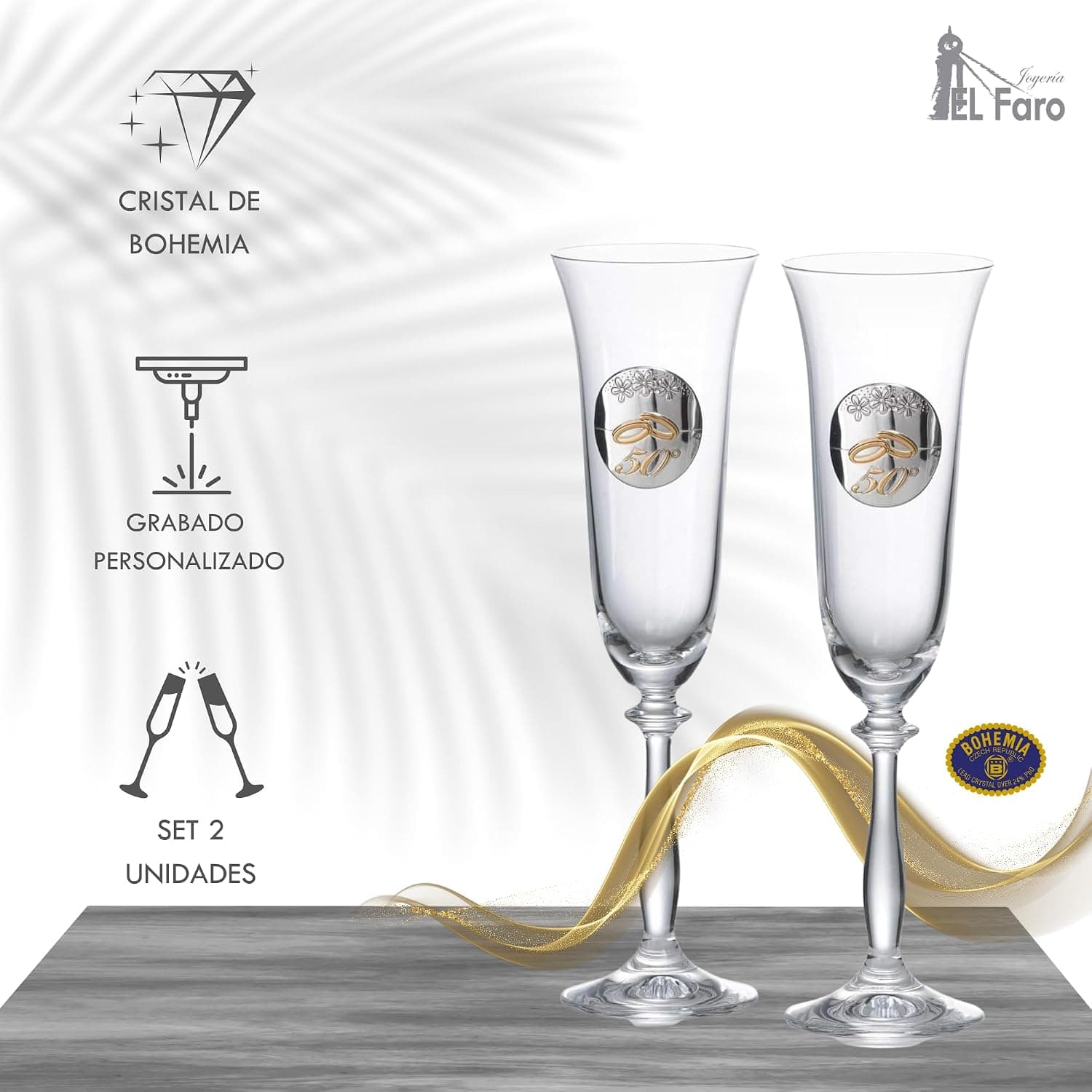 Copas de Champán Personalizadas para Bodas de Oro, foto 3