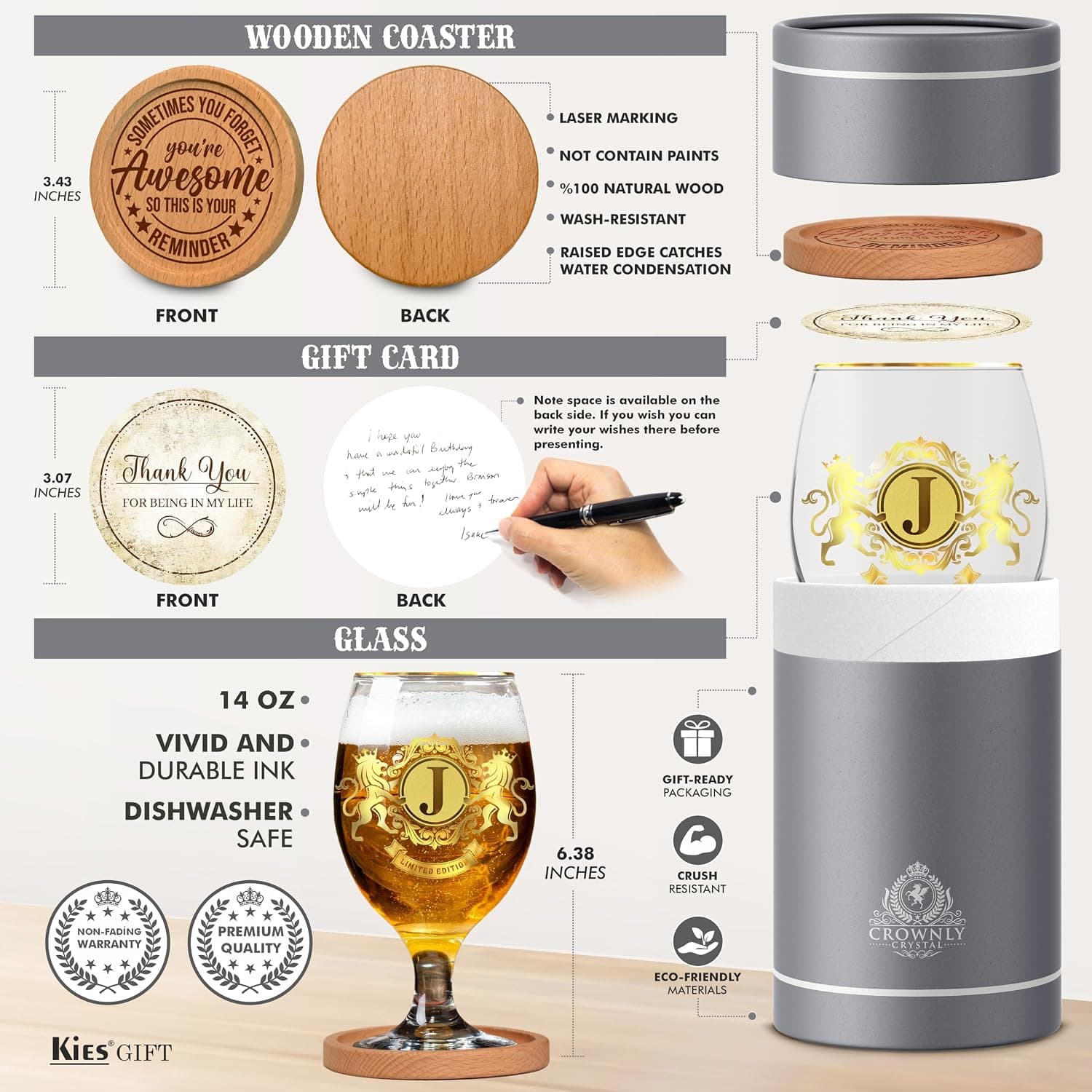 Copa de Cerveza con Monograma CROWNLY CRYSTAL, foto 3