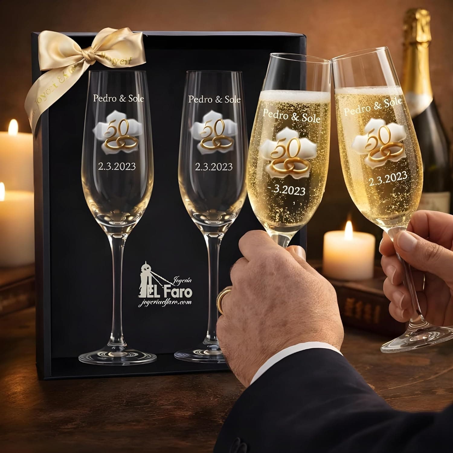 Copas de Champán Personalizadas para Bodas de Oro, foto 2