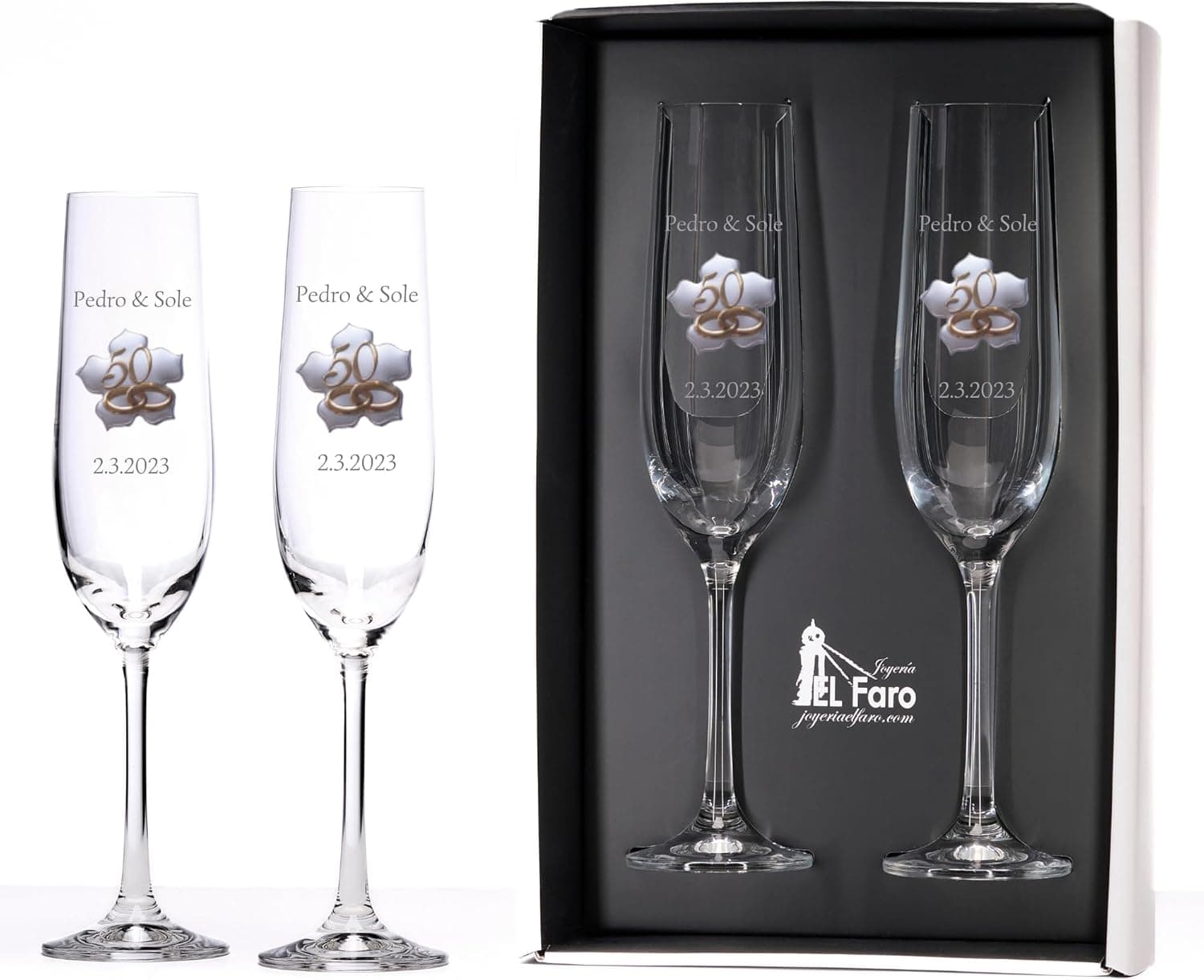 Copas de Champán Personalizadas para Bodas de Oro, foto 3