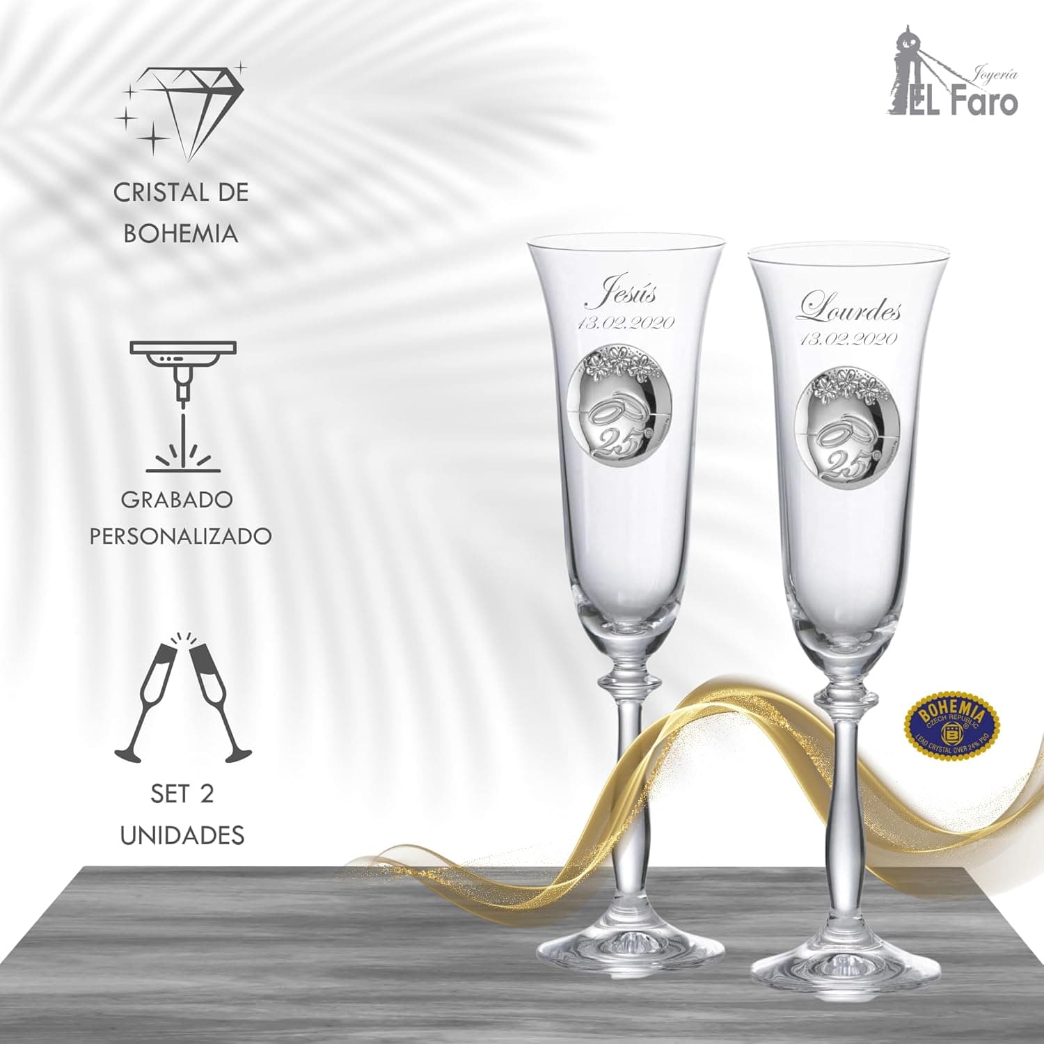 Copas de Champán Personalizadas para Bodas de Plata, foto 3