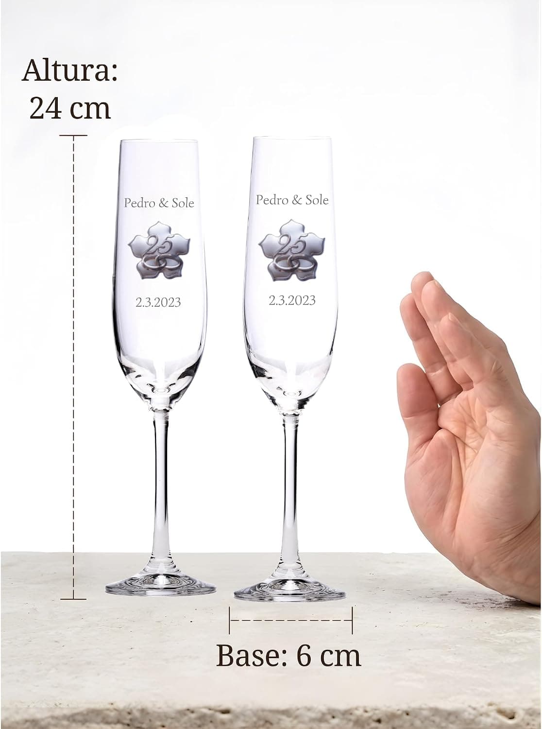 Copas de Champán Personalizadas para Bodas de Plata, foto 3