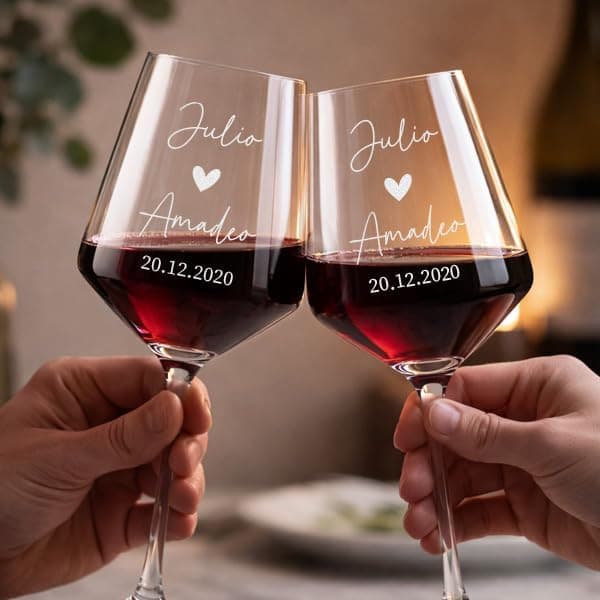 Copas con Corazón, Fecha y Nombres Personalizados, foto 3