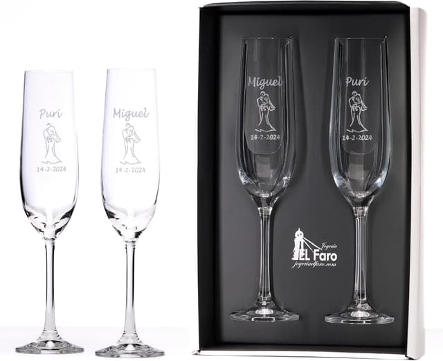 Copas Grabadas para Novios, Cristal de Bohemia