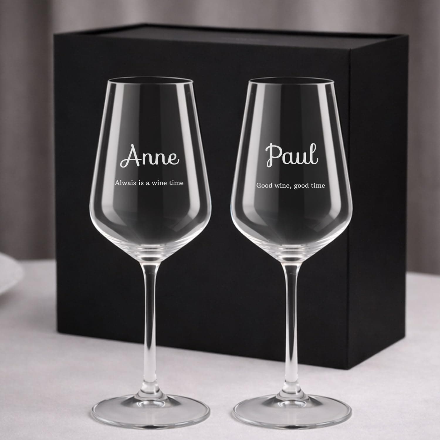 Copas de vino grabadas de cristal de Bohemia, pareja, de Wanapix, foto 3