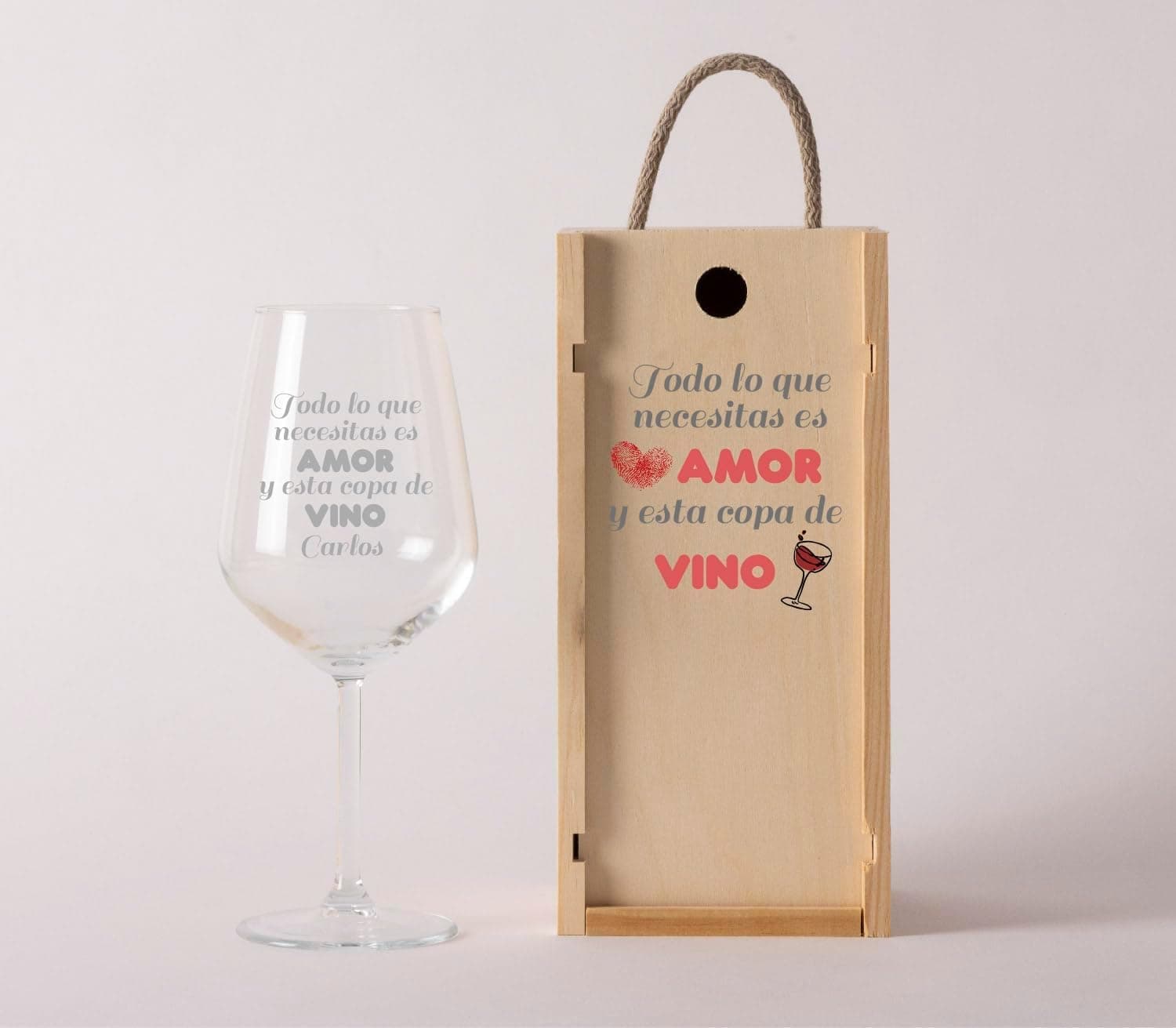 Set de copas de vino de cristal personalizadas para pareja