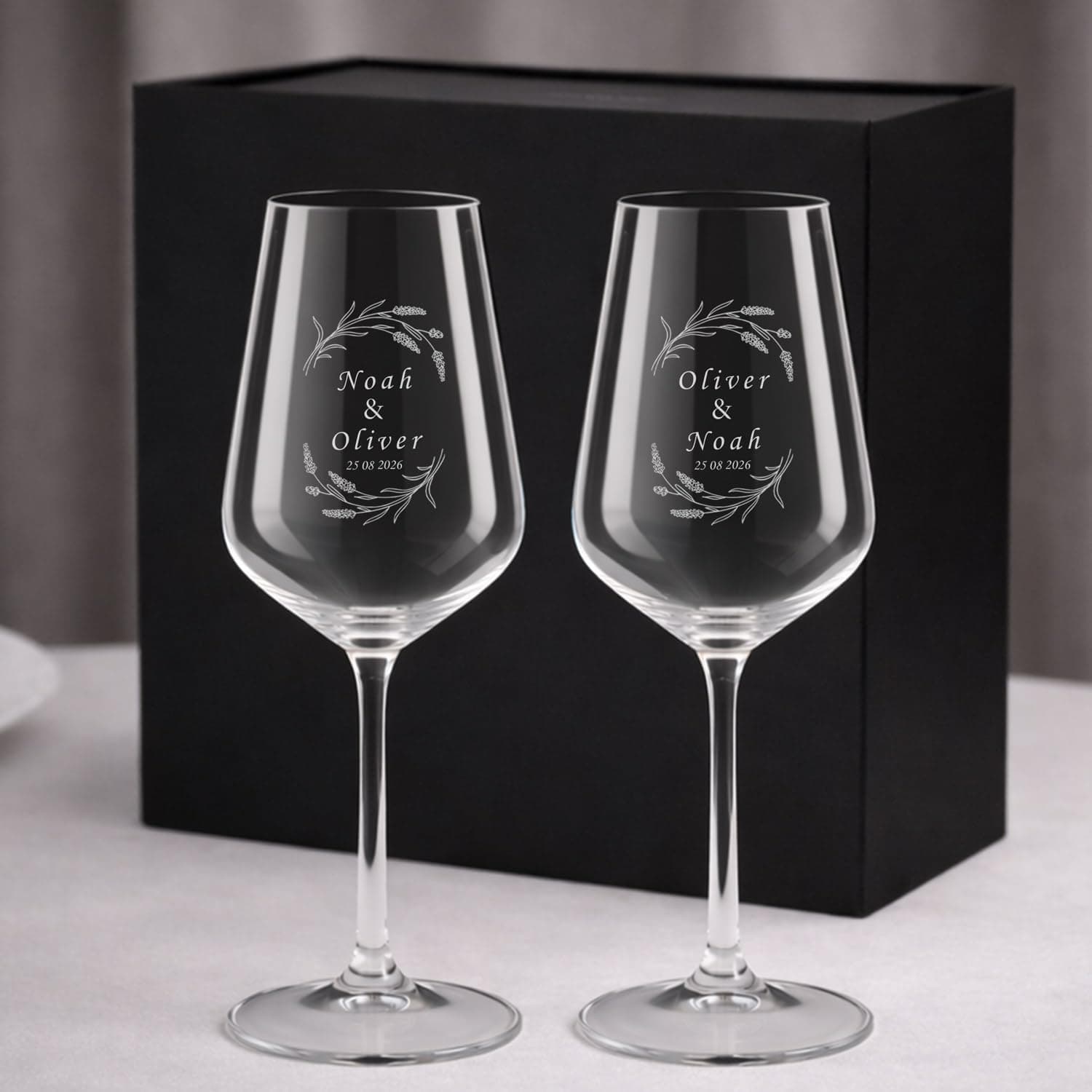 Copa de vino personalizada con grabado láser en cristal de Bohemia
