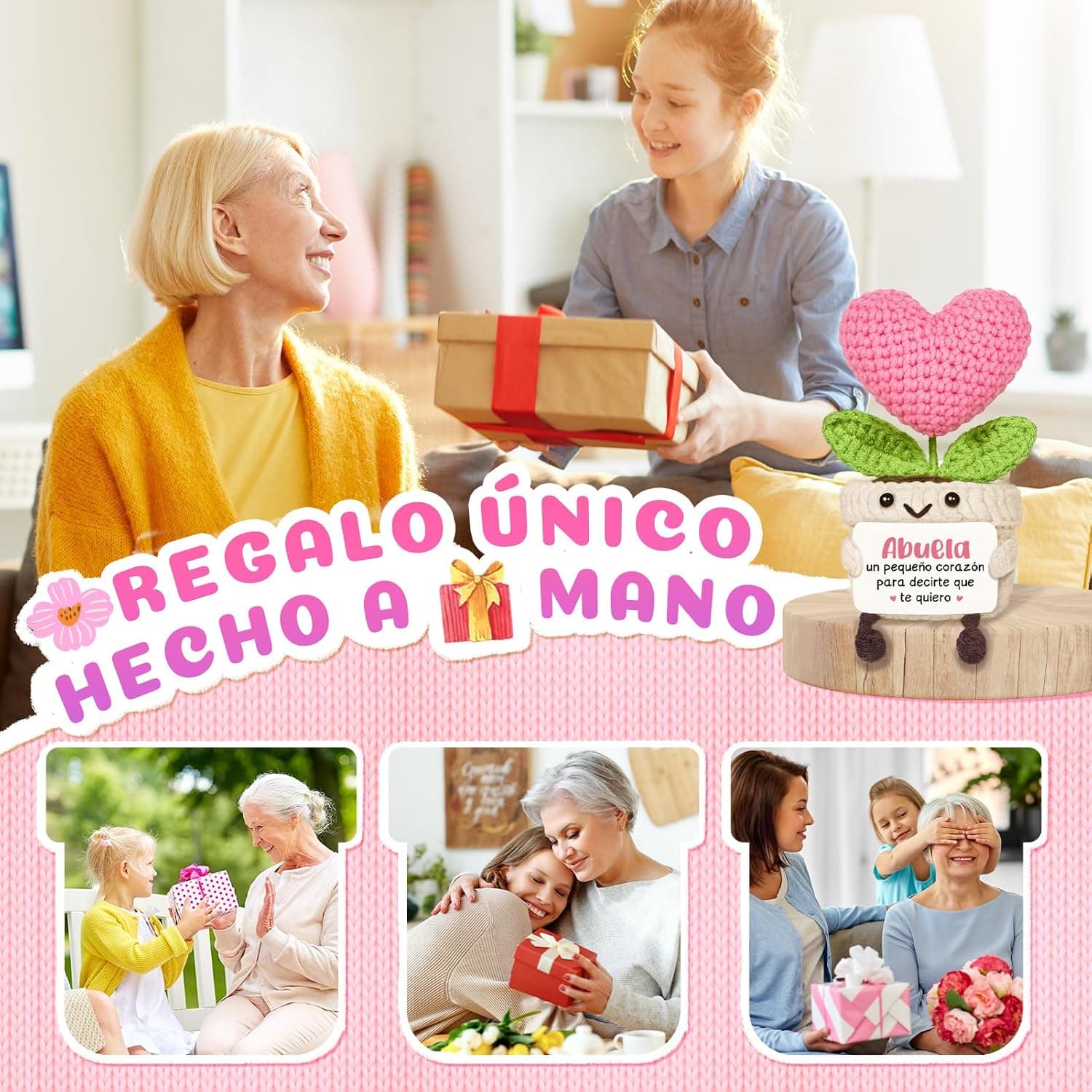 Corazón de ganchillo para regalo de abuela, foto 3