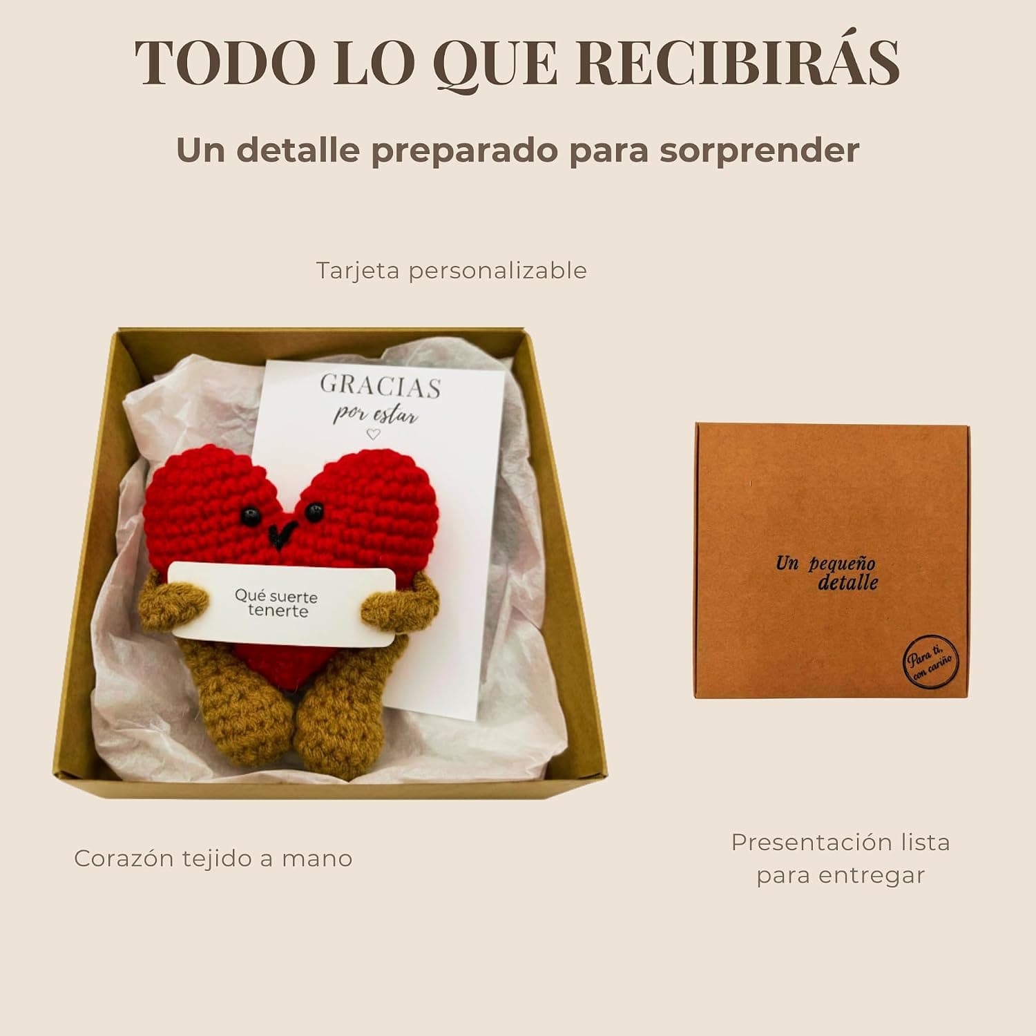 Corazón de crochet con tarjeta personalizable, foto 3