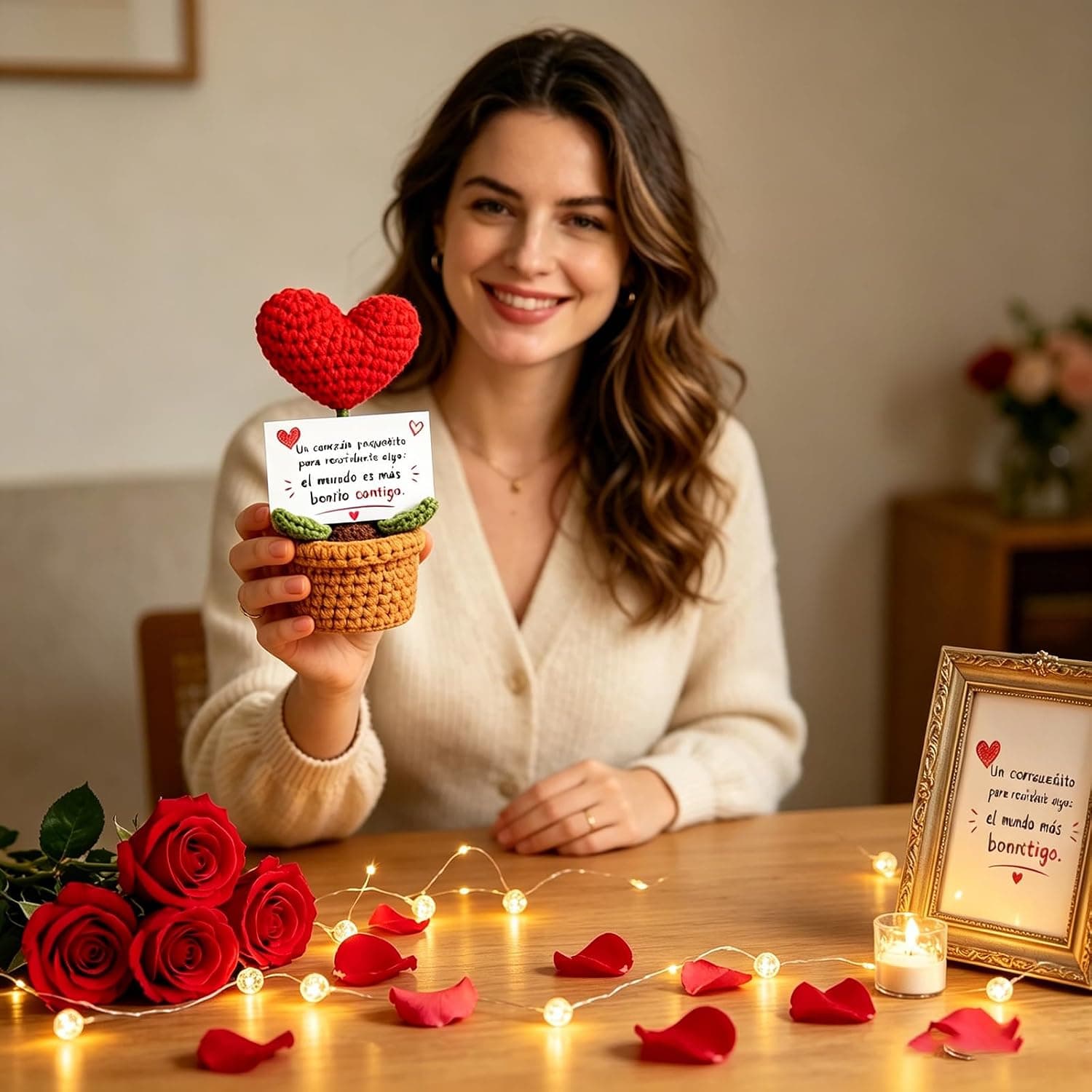 Corazón de Ganchillo en Maceta para Aniversario, foto 3