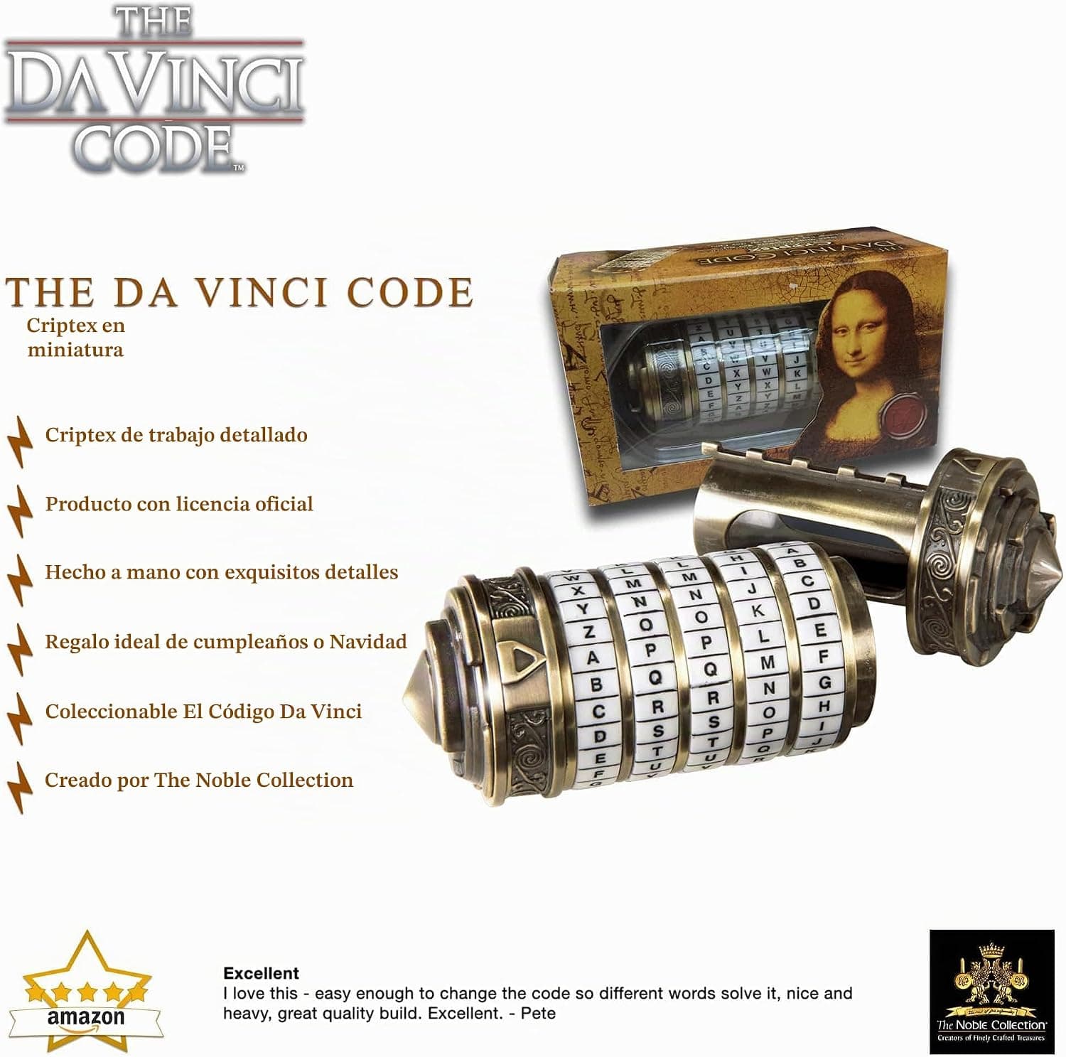 Mini Cryptex de El Código Da Vinci, réplica oficial de The Noble Collection, foto 3