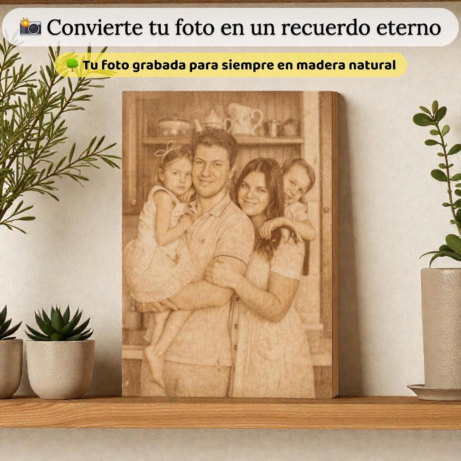 Cuadro de madera con foto grabada al láser, foto 2