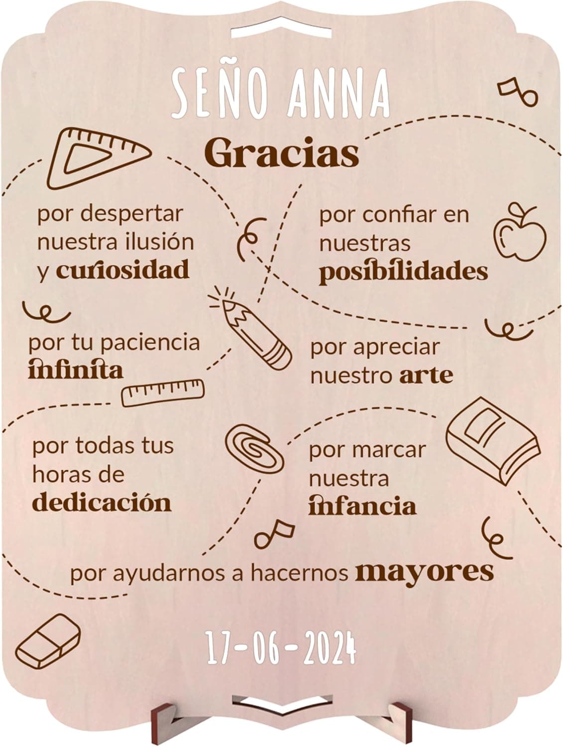 Cuadro de madera personalizado para profesores de 30x22 cm