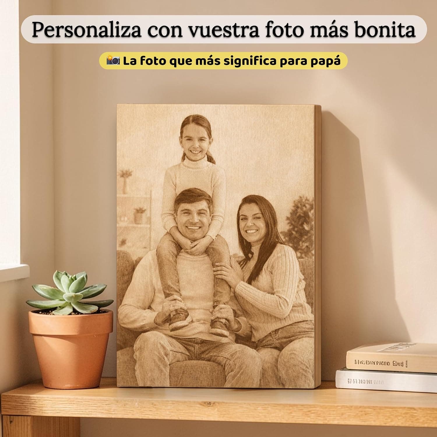 Cuadro Personalizado en Madera con Foto para Papá, foto 3
