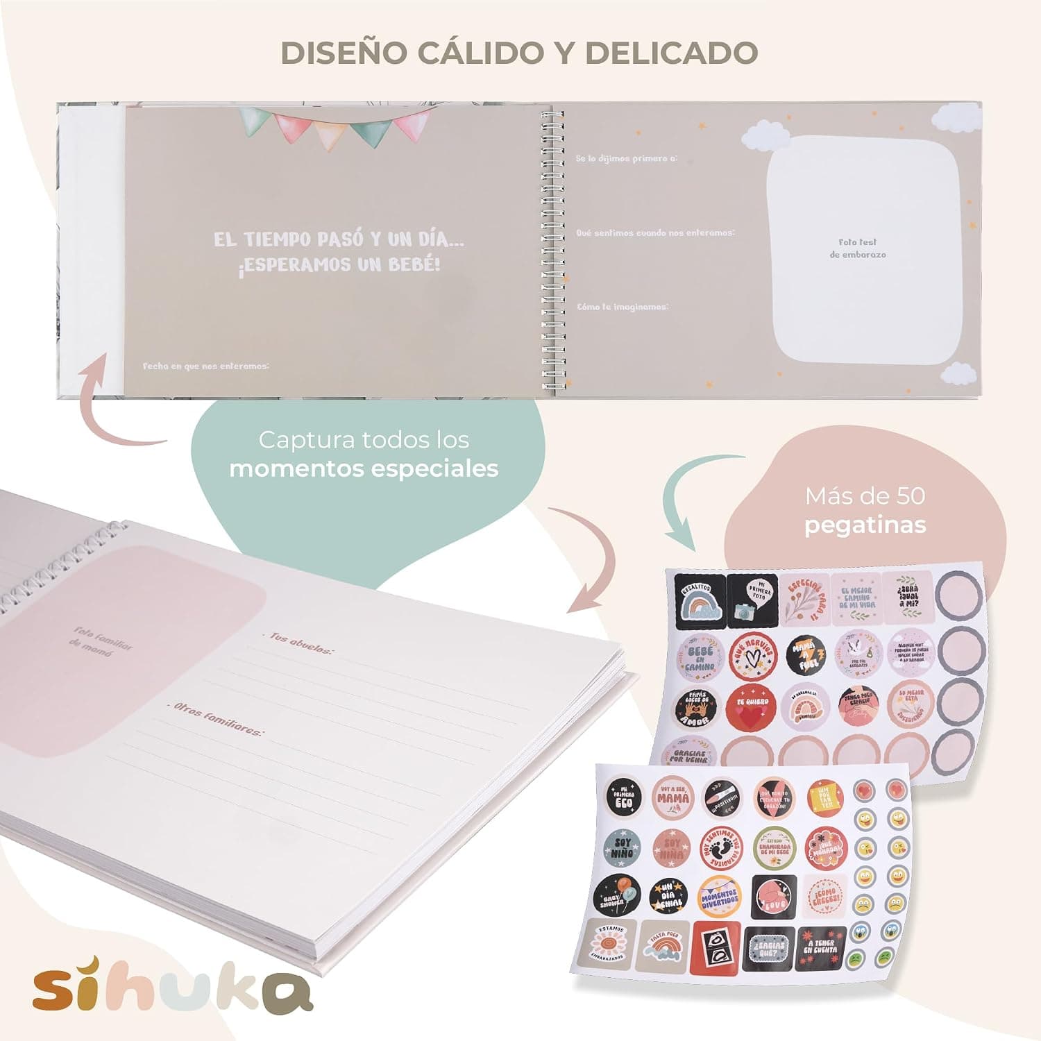 Diario de embarazo con tapa dura y funda protectora, foto 3