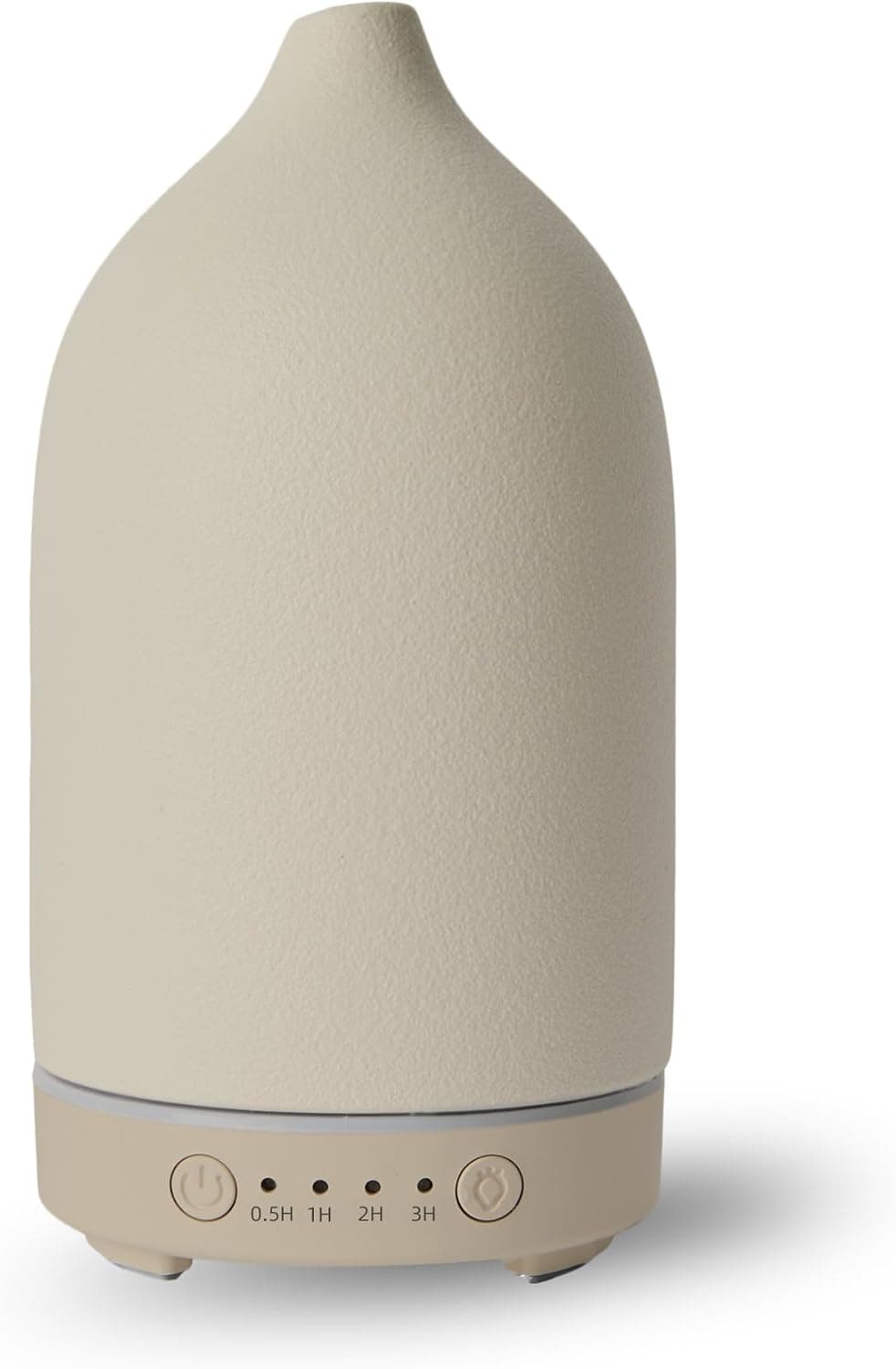 Difusor de aromas de cerámica beige con luz LED encendida