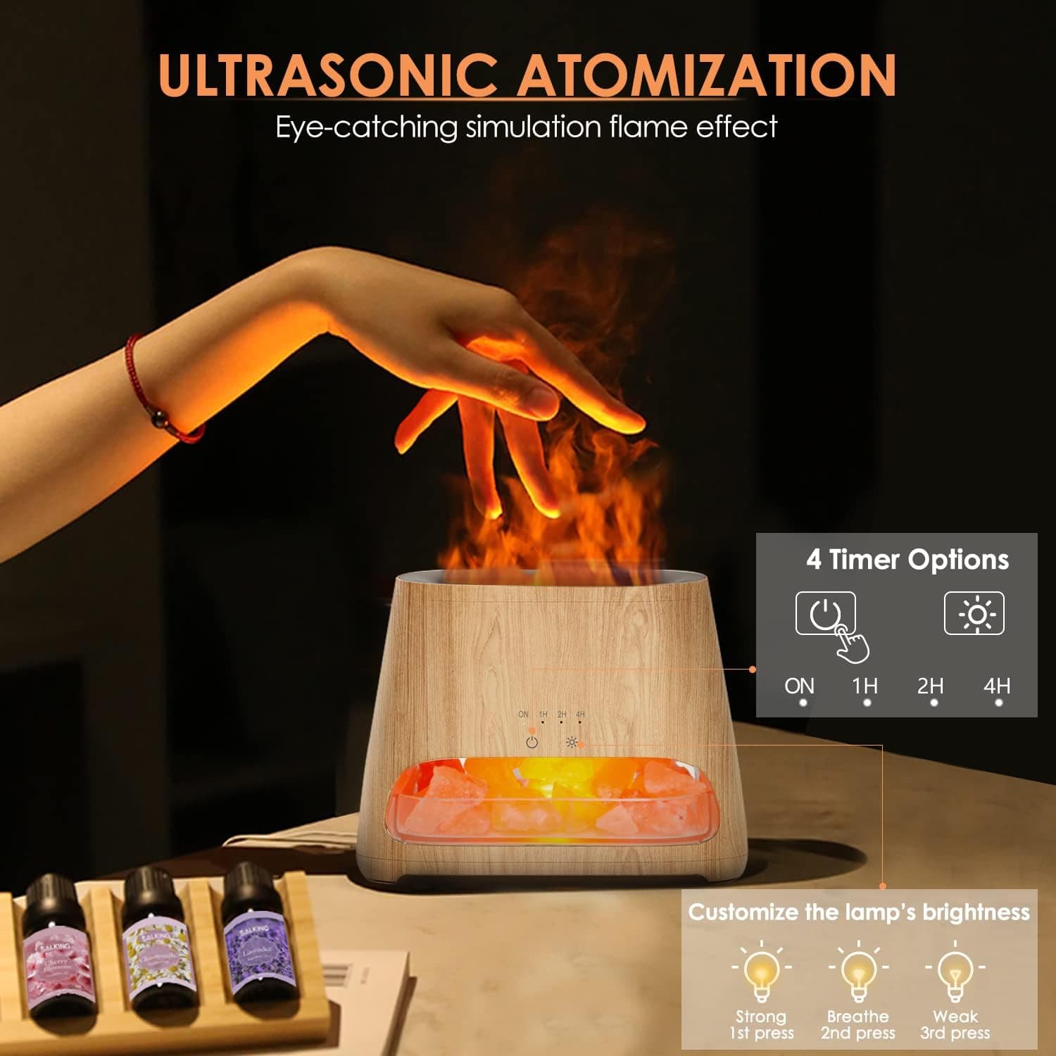 Difusor de aceites con efecto llama y sal del Himalaya, foto 3