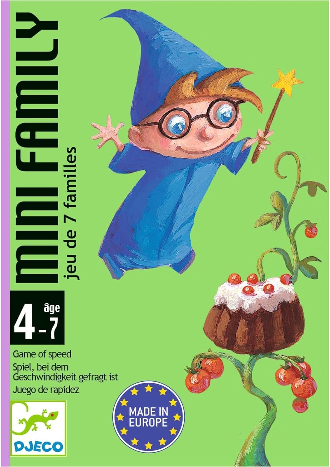 Baraja de cartas Mini Family de Djeco con ilustraciones coloridas