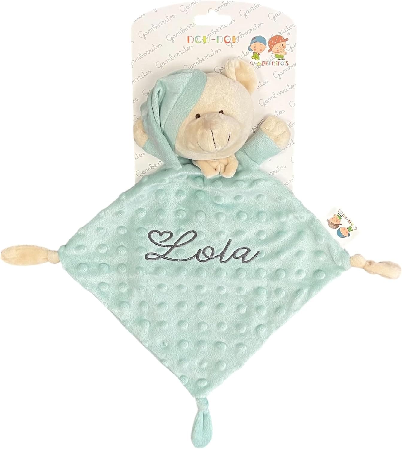 Muñeco doudou con forma de atrapasueños, con el nombre bordado