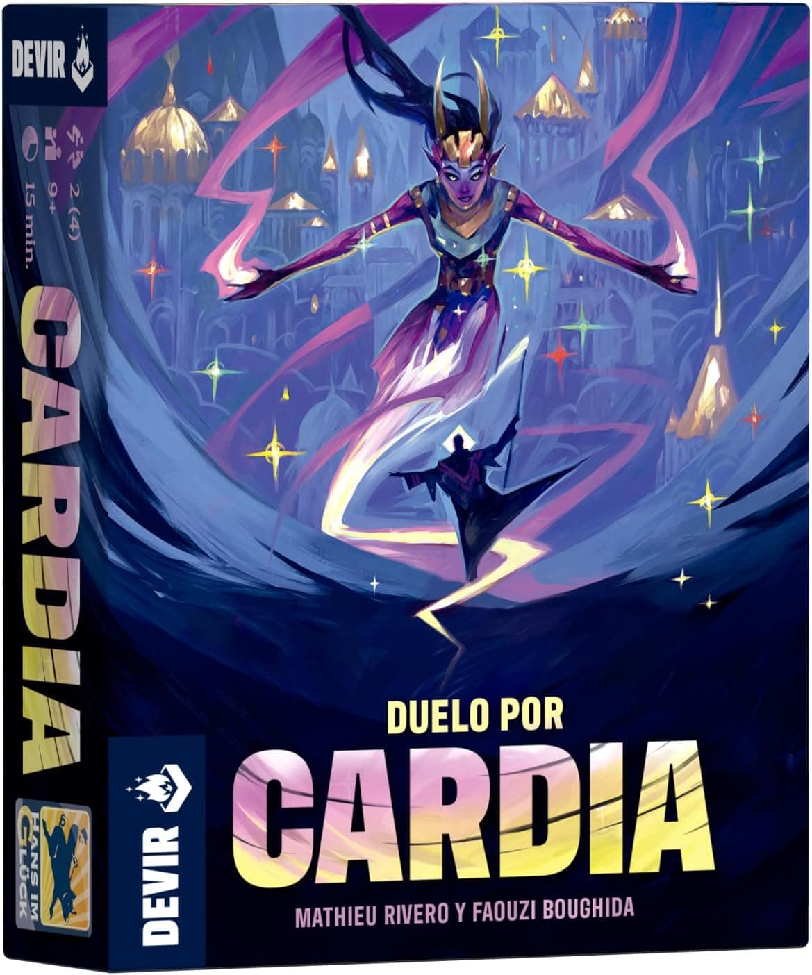 Caja de Duelo por Cardia de Devir con la ilustración de la hechicera protagonista