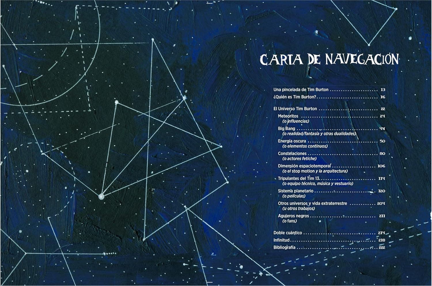 Páginas interiores ilustradas del libro sobre Tim Burton