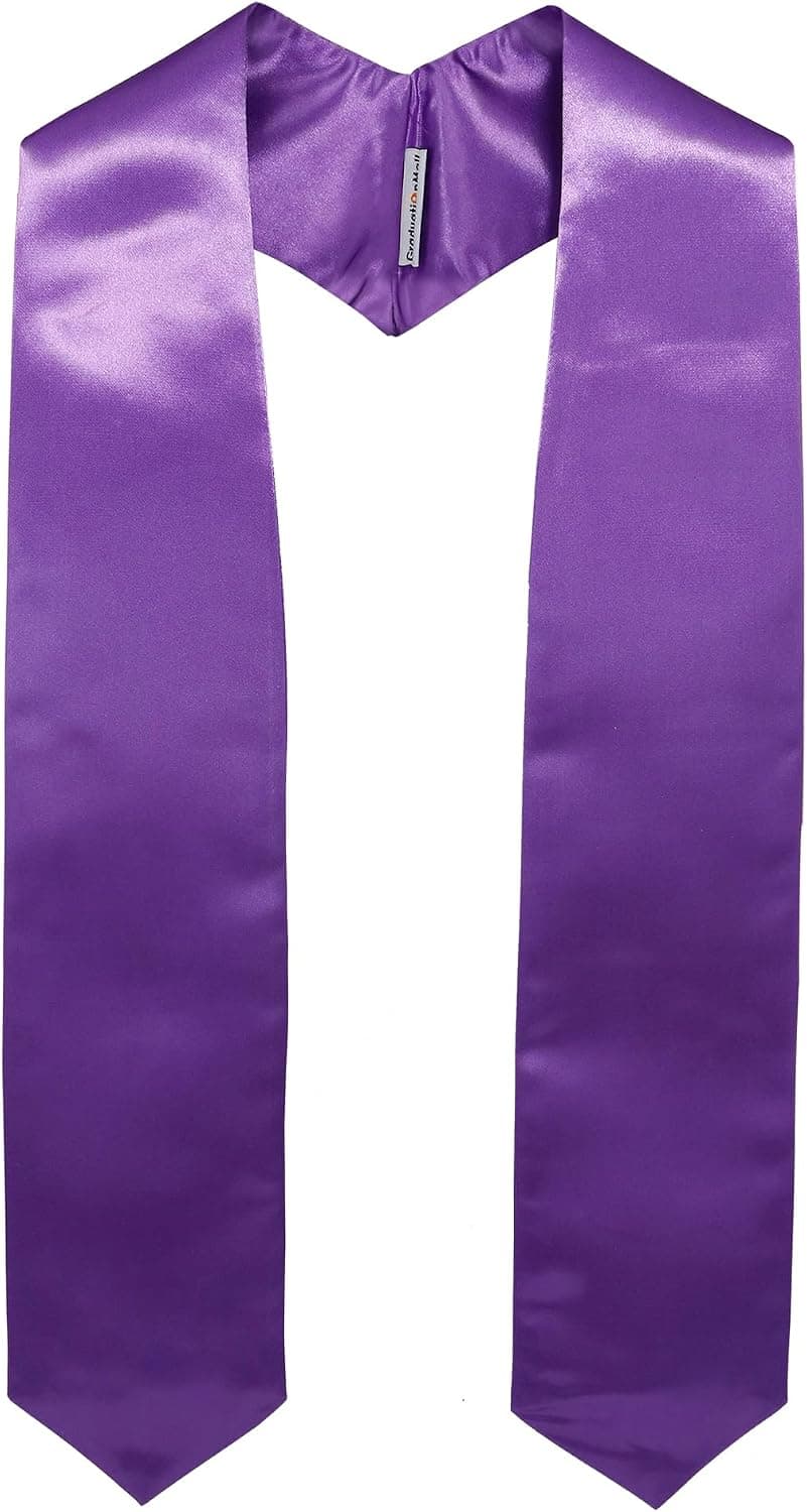 Estola de graduación en raso morado, con las dos caídas del cuello