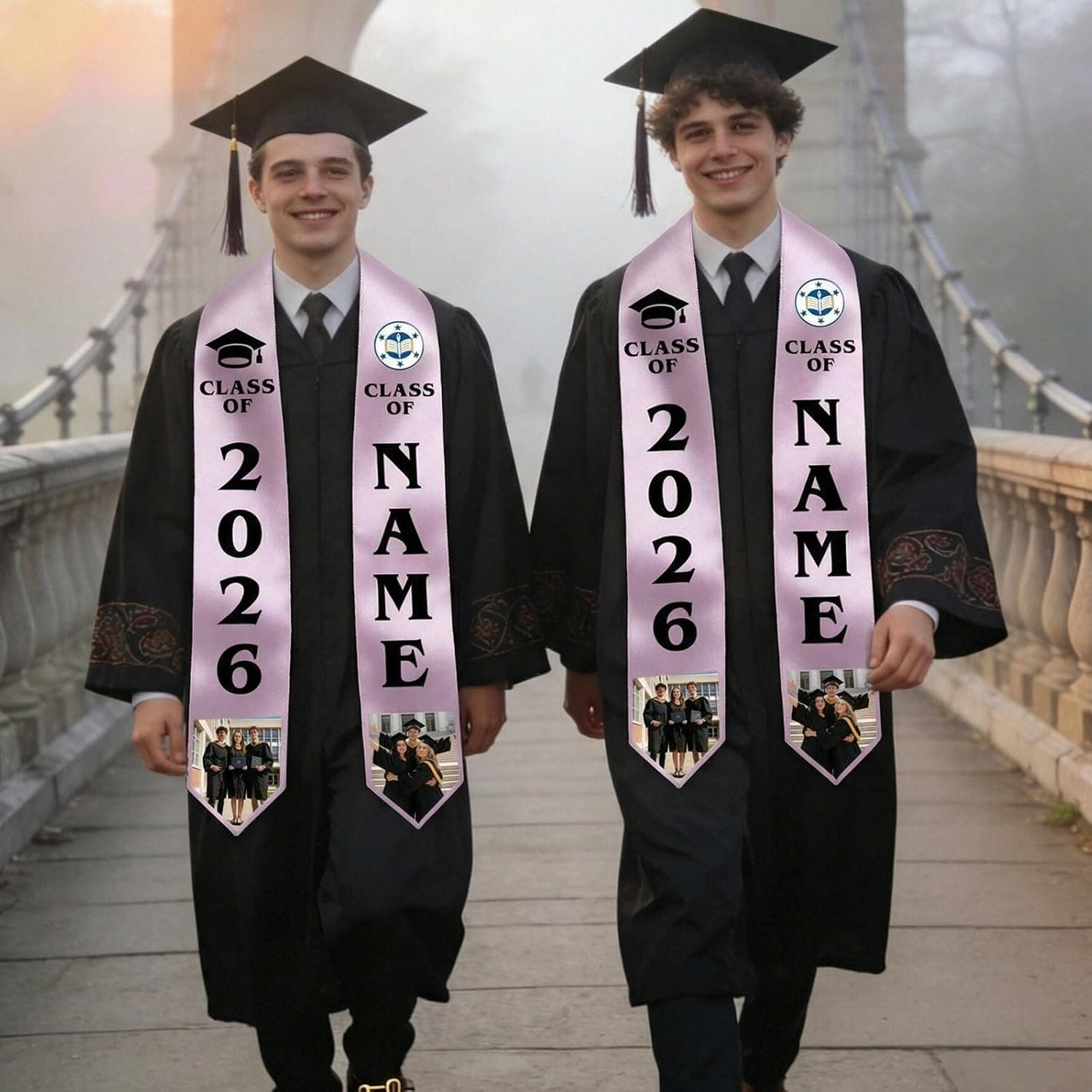 Estola de Graduación Larga Personalizada con Collage de Fotos, de Qalviora, foto 3