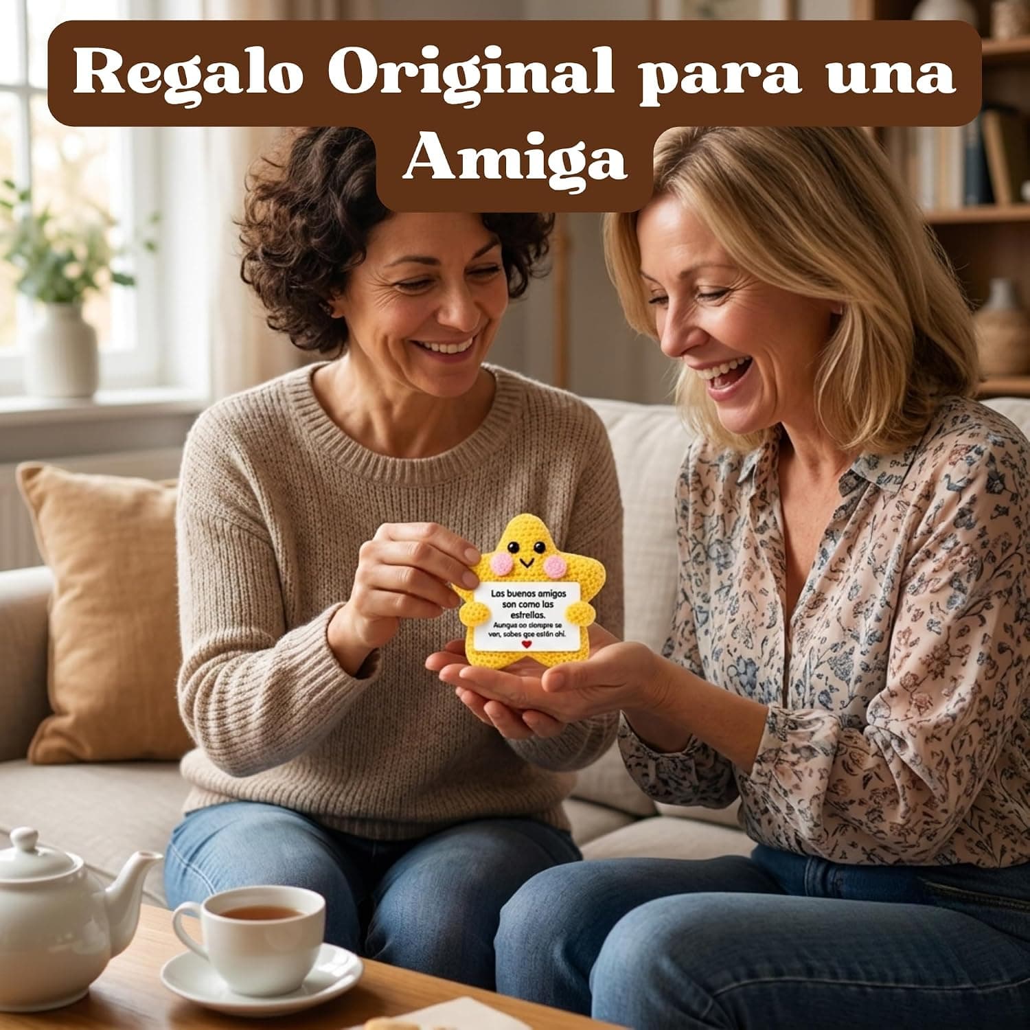 Estrella de peluche de crochet con tarjeta para amiga, foto 2